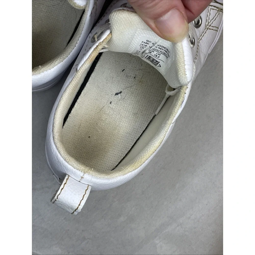 White Leather Low Top Converse Childs Kids‎ 10 Small Summer Beach Clean Girl